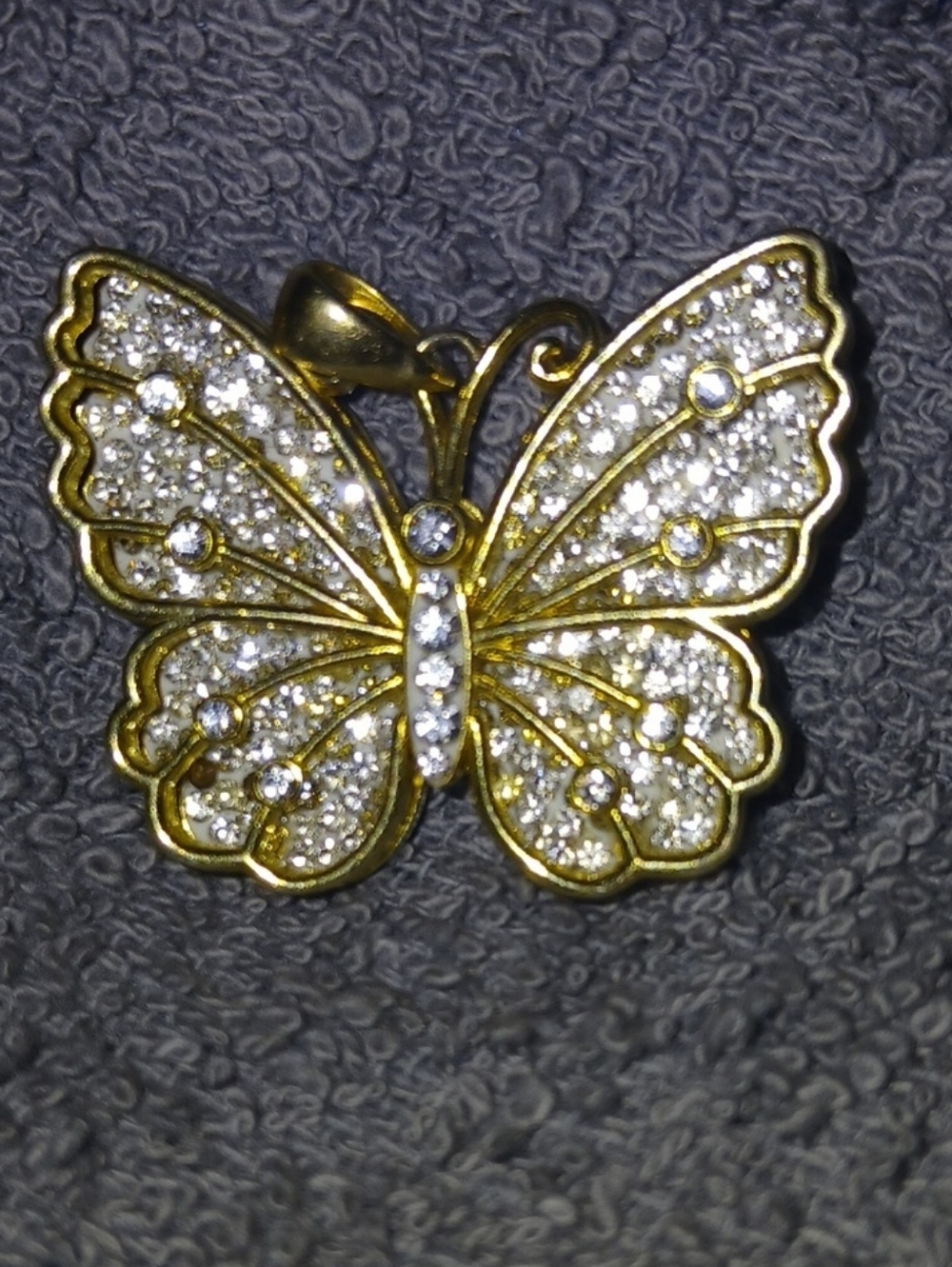 Rhinestone Butterfly Brooch in Gold